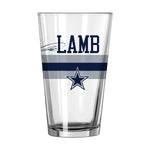 Dallas Cowboys Ceedee Lamb 16oz Stripe Pint Glass - Logo Brands - Flyclothing LLC