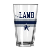 Dallas Cowboys Ceedee Lamb 16oz Stripe Pint Glass - Logo Brands - Flyclothing LLC
