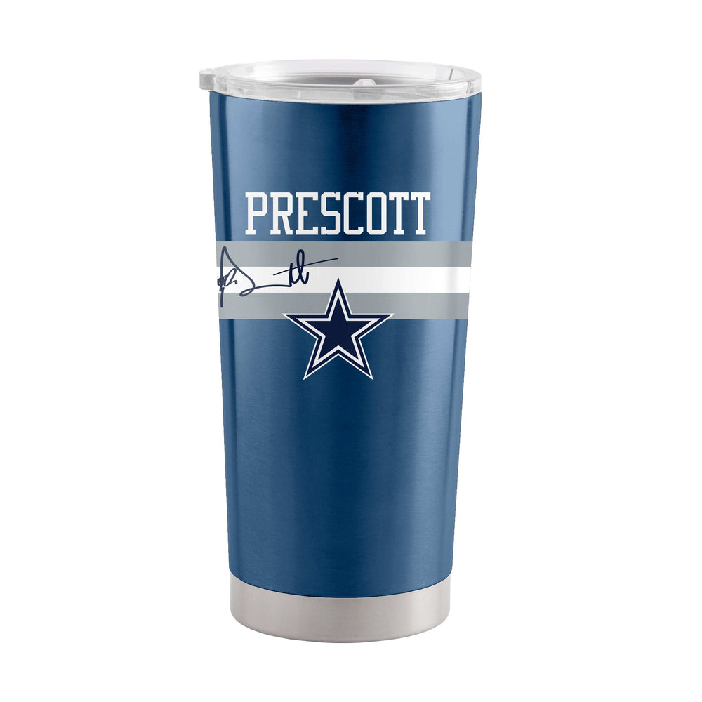 Dallas Cowboys Dak Prescott 20oz Stripe Stainless Tumbler - Logo Brands - Flyclothing LLC