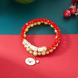 2 Piece Christmas Santa Beaded Bracelet - Trendsi - Flyclothing LLC