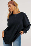 Round Neck Long Sleeve Sweatshirt - Trendsi - Flyclothing LLC