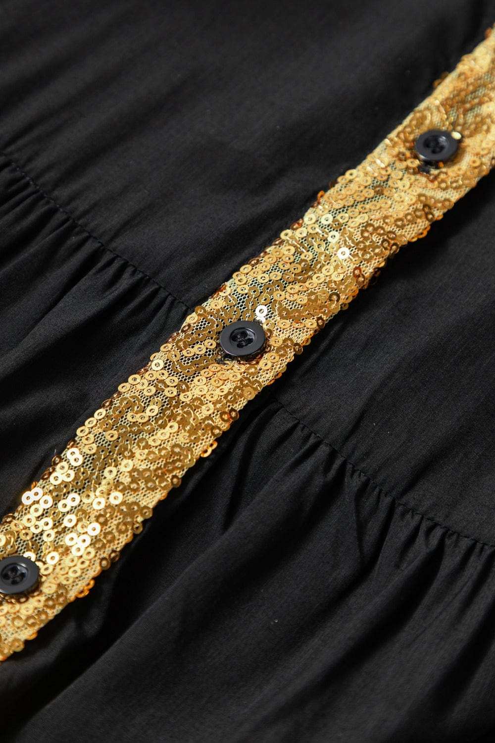 Sequin Half Button Short Sleeve Dress - Trendsi - Flyclothing LLC