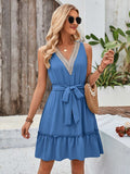 Tied Frill Sleeveless Mini Dress - Trendsi - Flyclothing LLC