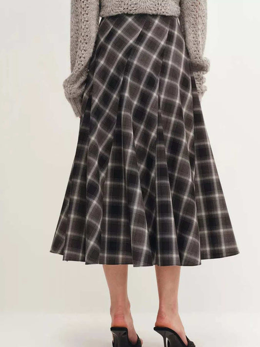 Plaid Midi Skirt - Trendsi - Flyclothing LLC