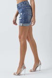 RISEN Full Size Distressed Rolled Denim Shorts with Pockets - Trendsi - Flyclothing LLC