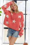 ADORA Full Size Star Contrast Round Neck Sweater Plus Size - Trendsi - Flyclothing LLC