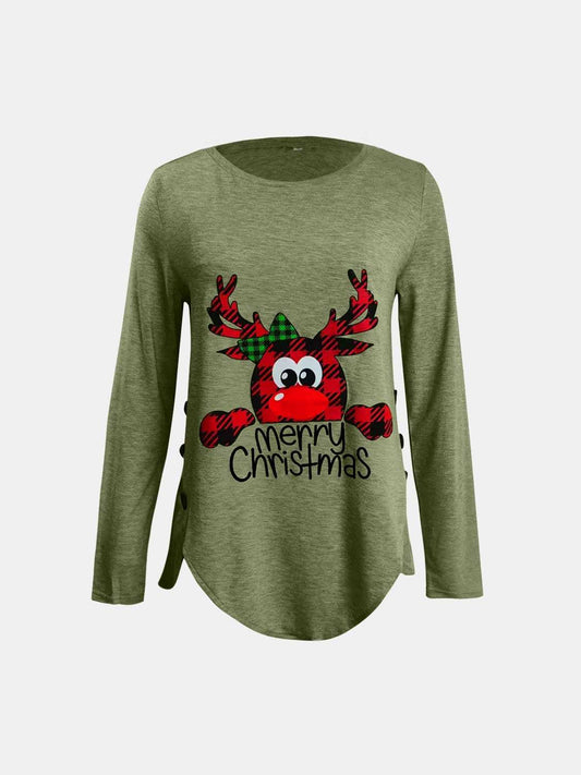 Full Size Reindeer Round Neck Long Sleeve T-Shirt - Trendsi - Flyclothing LLC