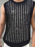 Men's Round Neck Hollow Out Sleeveless Top - Trendsi - Flyclothing LLC