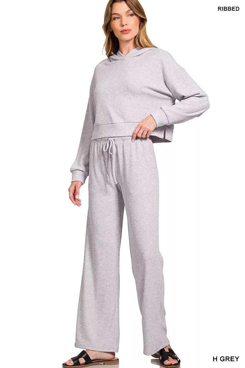 Zenana Ribbed Drawstring Lounge Pants - Trendsi - Flyclothing LLC