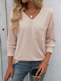 V-Neck Long Sleeve T-Shirt - Trendsi - Flyclothing LLC