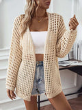 Openwork Open Front Long Sleeve Cardigan - Trendsi - Flyclothing LLC