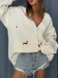 Embroidered Button Up Cardigan - Trendsi - Flyclothing LLC