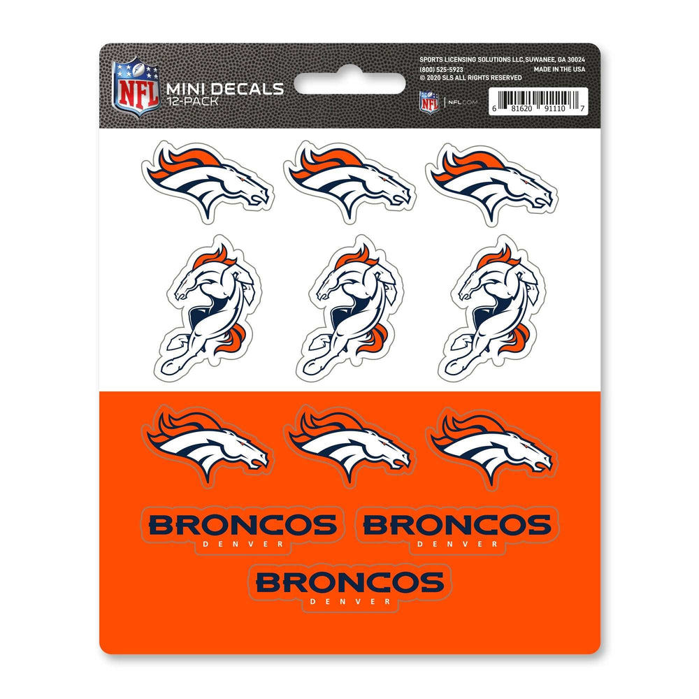 NFL - Denver Broncos Mini Decal 12-pk - Logo Brands - Flyclothing LLC
