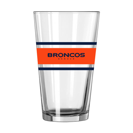 Denver Broncos 16oz Stripe Pint Glass - Logo Brands - Flyclothing LLC