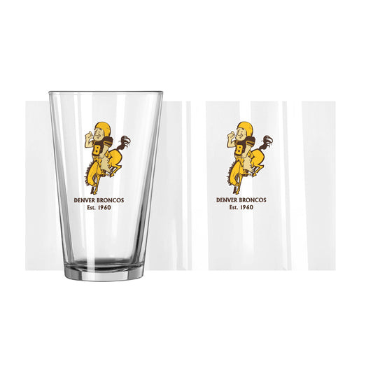 Denver Broncos 16oz Retro Pint Glass - Logo Brands - Flyclothing LLC