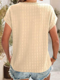 Textured Round Neck Short Sleeve Top - Trendsi - Flyclothing LLC