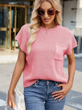 Round Neck Short Sleeve Sweater - Trendsi - Flyclothing LLC