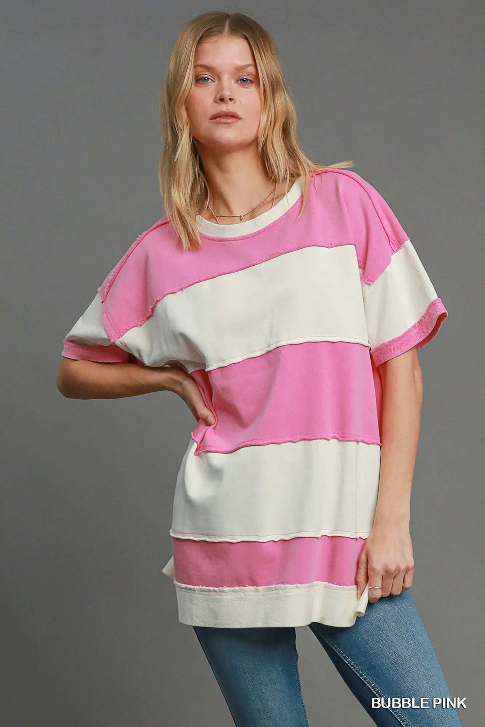 Umgee Mineral Wash ColorBlock Tunic Dress - Trendsi - Flyclothing LLC
