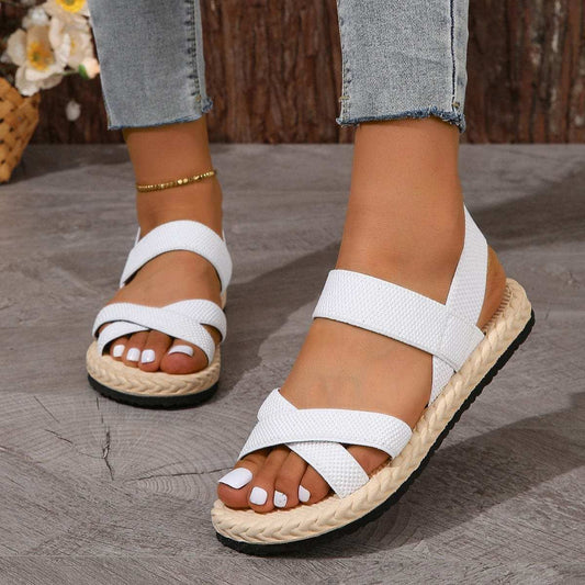 Crisscross Open Toe Flat Sandals - Trendsi - Flyclothing LLC
