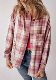 Plaid Collared Neck Button Up Shacket - Trendsi - Flyclothing LLC