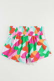 Smocked Contrast Print High Waist Skort - Trendsi - Flyclothing LLC