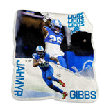 Detroit Lions Players Raschel Jahmyr Gibbs Throw - Logo Brands - Flyclothing LLC