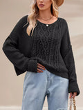 Textured Knit Round Neck Sweater - Trendsi - Flyclothing LLC