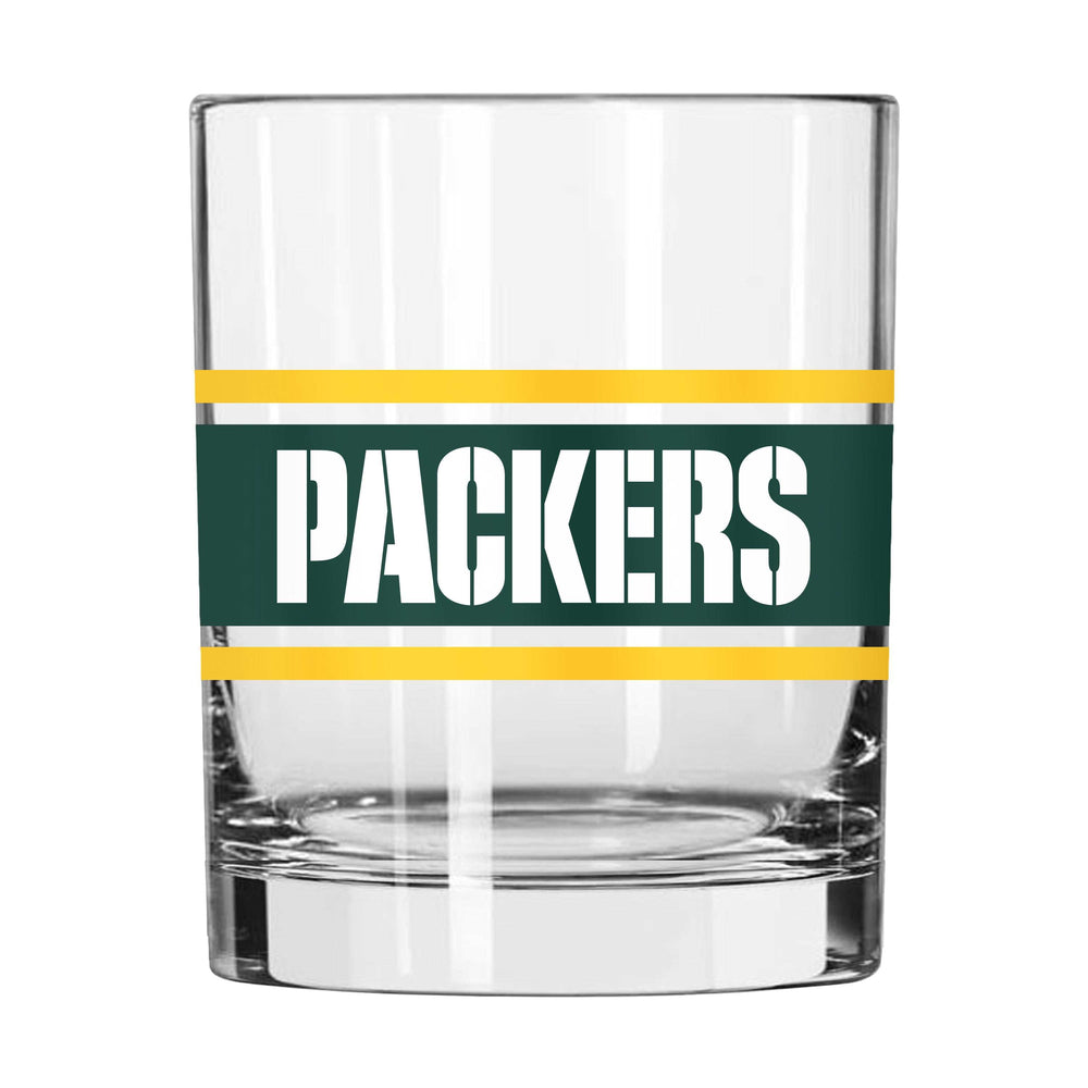 Green Bay Packers 14oz Stripe Rocks Glass - Logo Brands - Flyclothing LLC