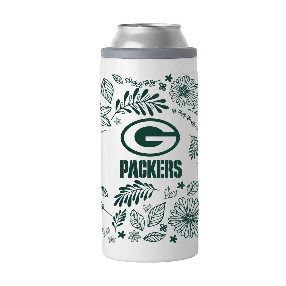 Green Bay Packers 12oz Botanical Slim Can Coolie - Logo Brands - Flyclothing LLC