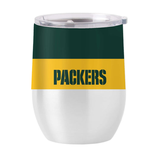 Green Bay Packers 16oz Two Tone Colorblock Stainless Curved Beverage - Logo Brands - Flyclothing LLC