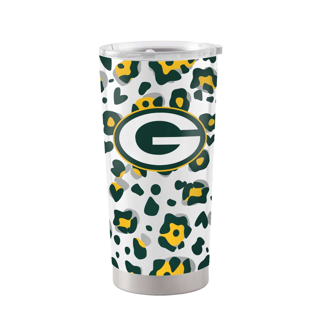 Green Bay Packers 20oz Leopard Stainless Steel Tumbler - Logo Brands - Flyclothing LLC