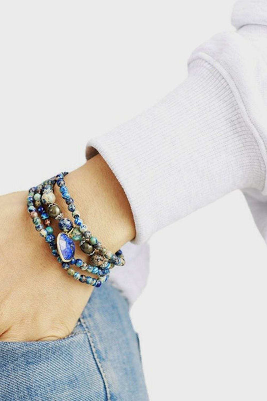Imperial Stone Heart Three-Layered Bracelet - Trendsi - Flyclothing LLC