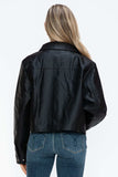 Snobbish Snap Down Long Sleeve PU Leather Jacket - Trendsi - Flyclothing LLC