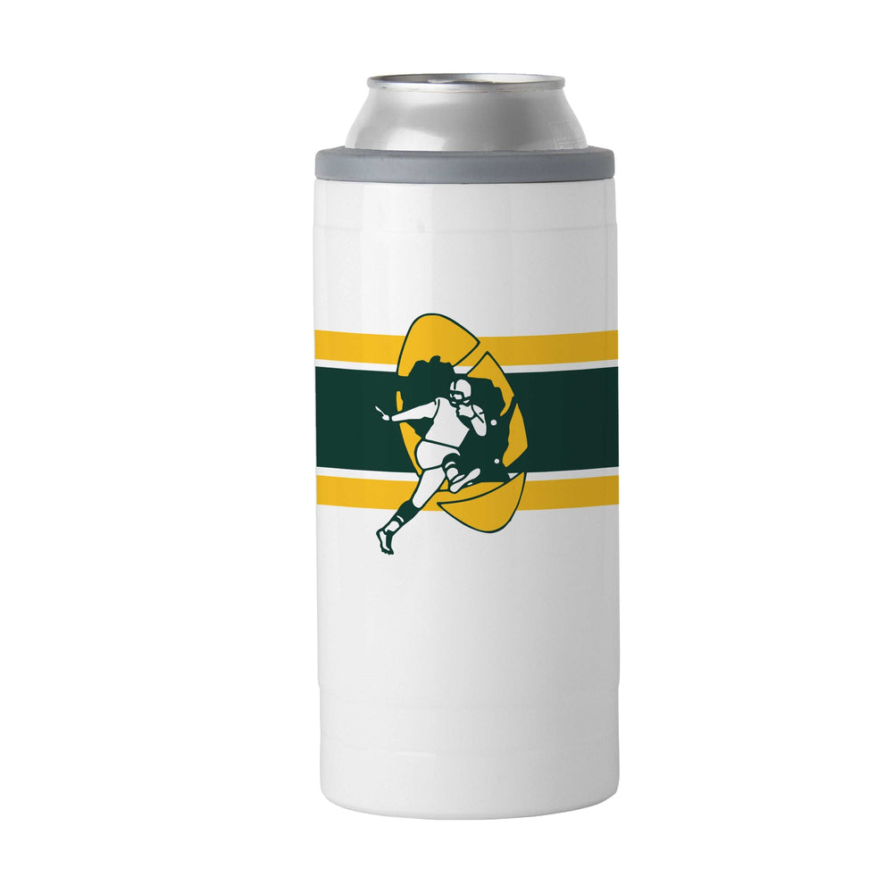 Green Bay Packers Throwback 12oz Stripe Slim Can Coolie - Logo Brands - Flyclothing LLC