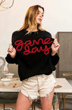 BiBi Game Day Metallic Letter Sweater - Trendsi - Flyclothing LLC