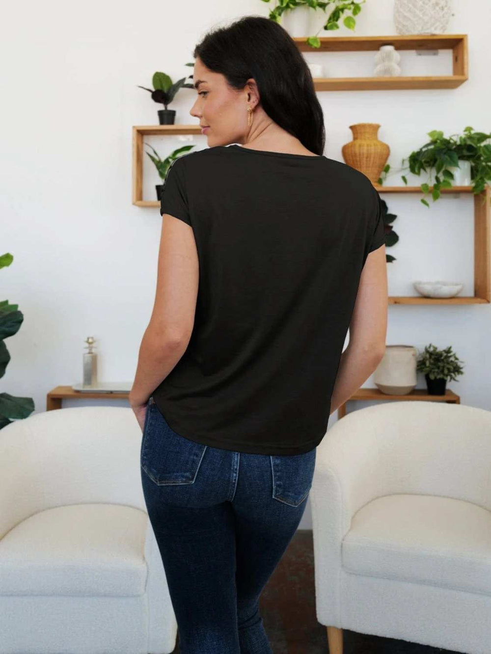 FAM-FAM V-Neck Short Sleeve T-Shirt - Trendsi - Flyclothing LLC