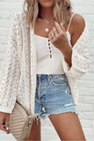 Openwork Open Front Dropped Shoulder Cardigan - Trendsi - Flyclothing LLC