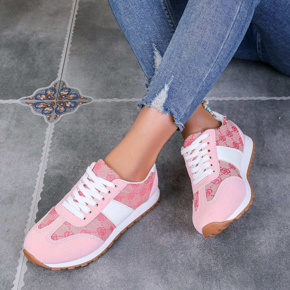 Contrast Round Toe Flat Sneakers - Trendsi - Flyclothing LLC