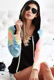 BiBi French Terry Lace Up Hoodie With Tie Dye Sleeves - Trendsi - Flyclothing LLC