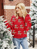 Reindeer Round Neck Long Sleeve Sweater - Trendsi - Flyclothing LLC