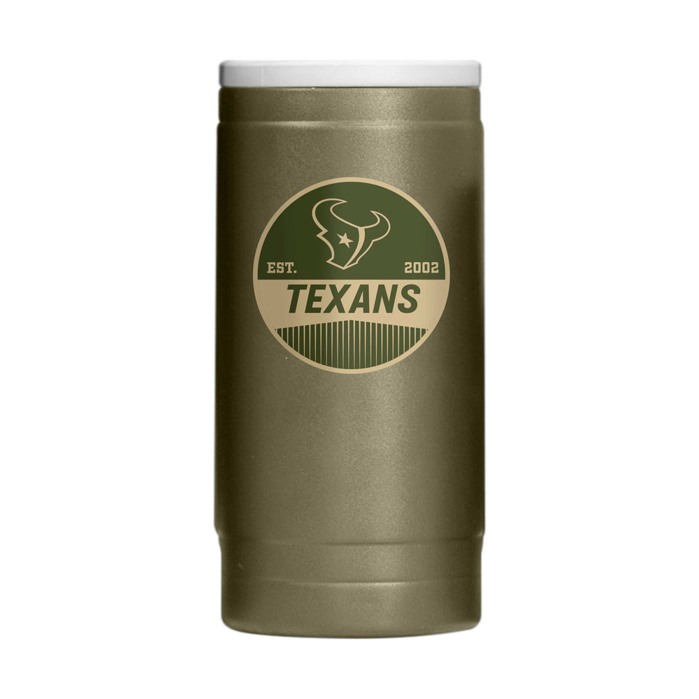 Houston Texans Badge Powder Coat Slim Can Coolie - Logo Brands - Flyclothing LLC