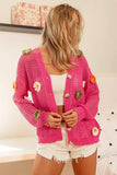 BiBi Flower Patches Open Knit Sweater Cardigan - Trendsi - Flyclothing LLC