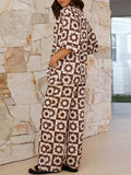 Printed Collared Neck Top and Pants Set - Trendsi - Flyclothing LLC