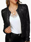 Full Size Sequin Long Sleeve Jacket Plus Size - Trendsi - Flyclothing LLC
