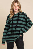 BOMBOM Drawstring Striped Dropped Shoulder Hoodie - Trendsi - Flyclothing LLC