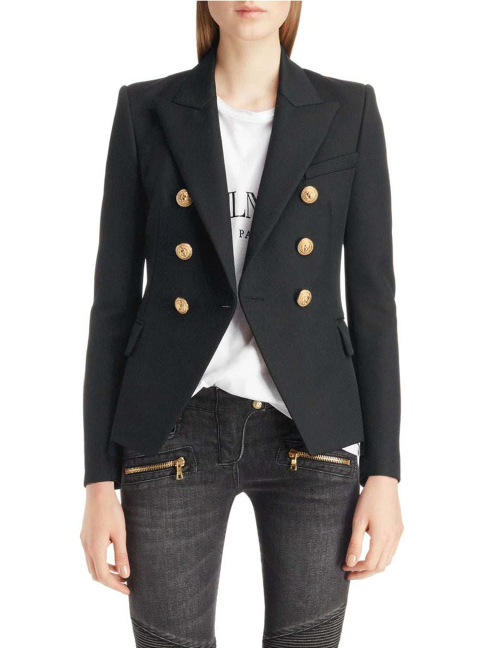 Lapel Collar Long Sleeve Blazer - Trendsi - Flyclothing LLC