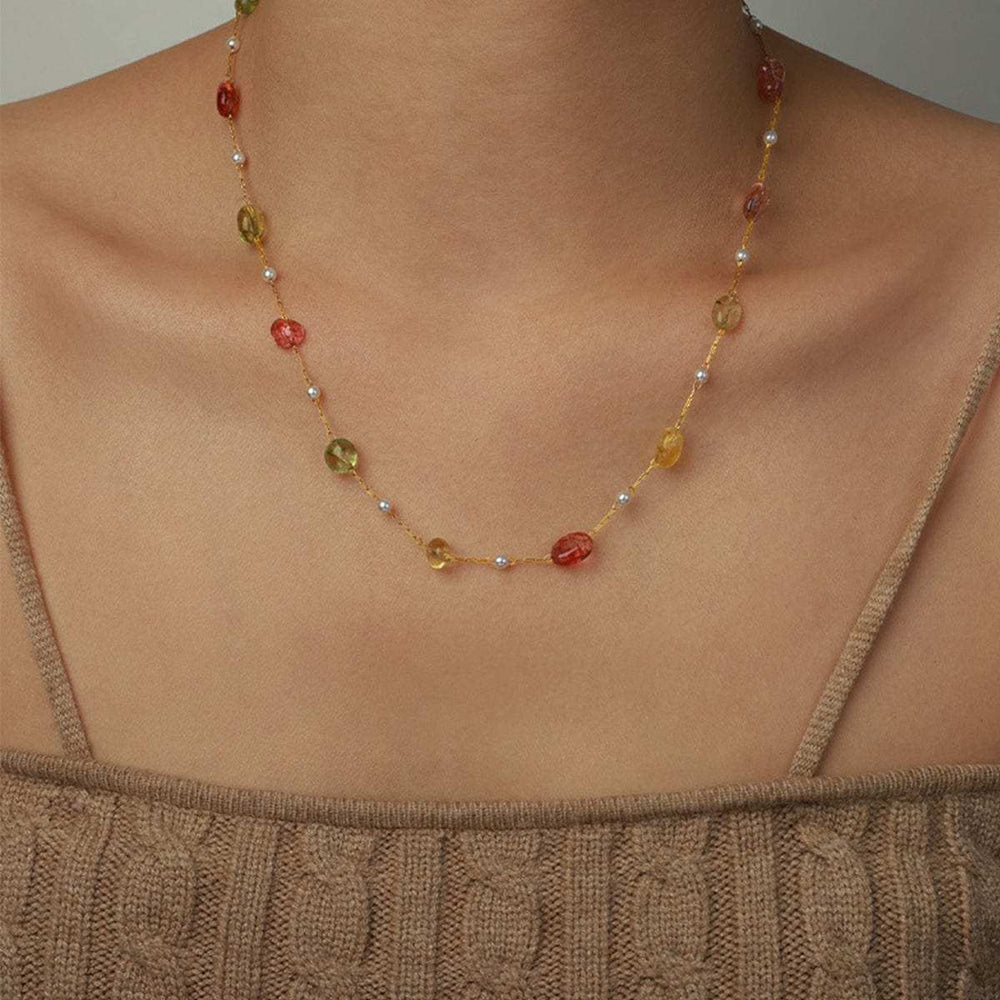 Titanium Steel Gold-plated Bead Necklace - Trendsi - Flyclothing LLC