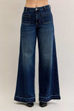 Judy Blue High Waist Palazzo Jeans with Front Patch Pockets - Trendsi - Flyclothing LLC