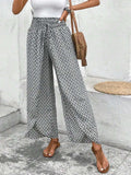 Tied Printed Wide Leg Pants - Trendsi - Flyclothing LLC
