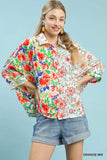 Umgee Mixed Floral Oversized Button Down Shirt - Trendsi - Flyclothing LLC